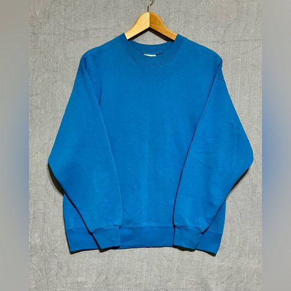 Hanes Sweaters - Hanes Blue Turquoise Single Stitch Crewneck Sweater Classic Size Large Vintage
